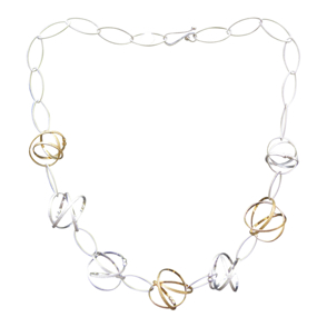 Petite Mixed Mobius Necklace 
22K Gold vermeil, Sterling
NKMB03-M